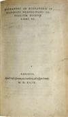 ALEXANDRO, ALEXANDER AB [i. e., ALESSANDRI, ALESSANDRO]. Genialium dierum libri sex.  1549